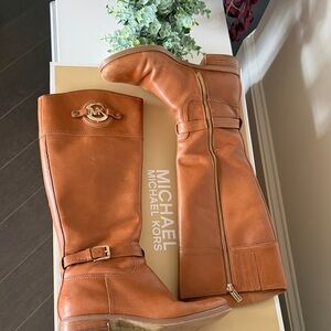 Michael Kors Cognac Leather Riding Boots